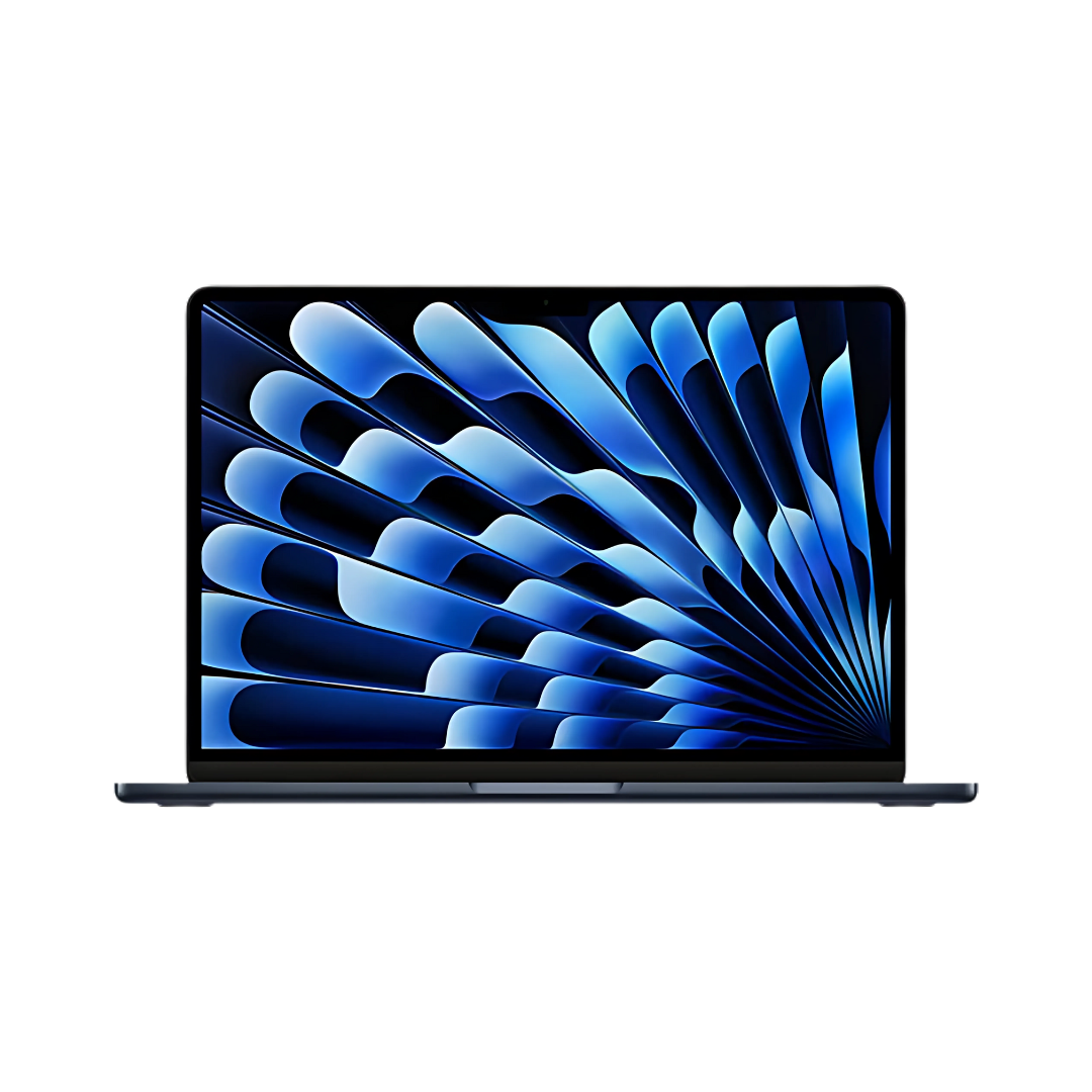 Apple MacBook Air Midnight MLY33AB/A laptop, front view with screen on. Apple MacBook Air Midnight MLY33AB/A laptop, front view with screen on.
